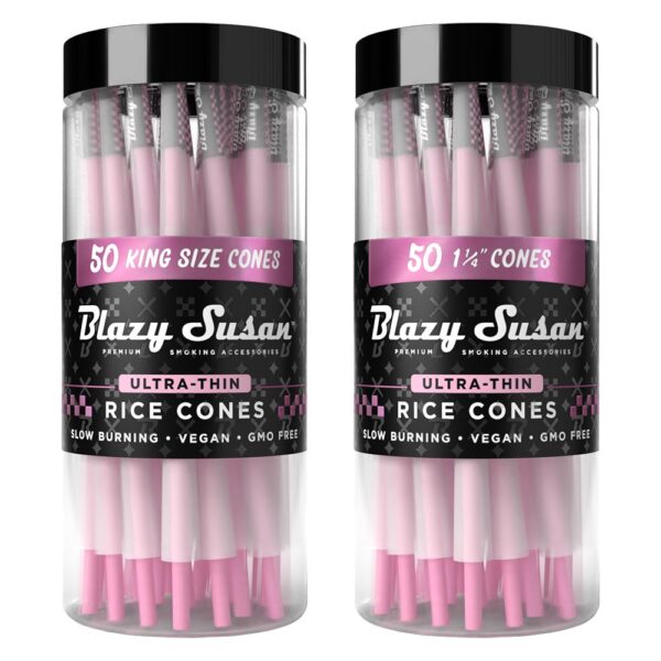 Blazy Susan Ultra Thin Rice Pre-Rolled Cones | 50ct Jar - Image 3