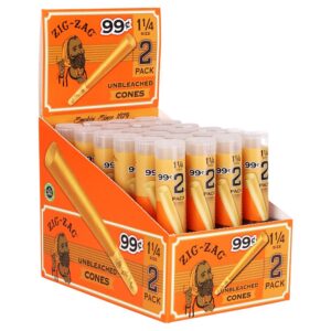 Zig Zag Pre-Priced Unbleached Cones - 1 1/4 / 2pc | 24ct Display