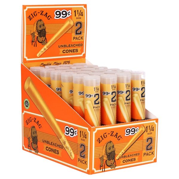 Zig Zag Pre-Priced Unbleached Cones - 1 1/4 / 2pc | 24ct Display