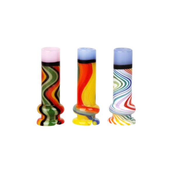Pulsar Candy Stripe Glass Mouthpiece Attachment for Puffco Pivot w/ Display Stand - Colors Vary - Image 2