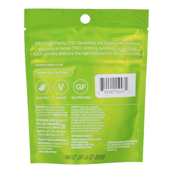 PAX High Purity D9 THC Gummies | 100mg | 10pc Pack - Image 5