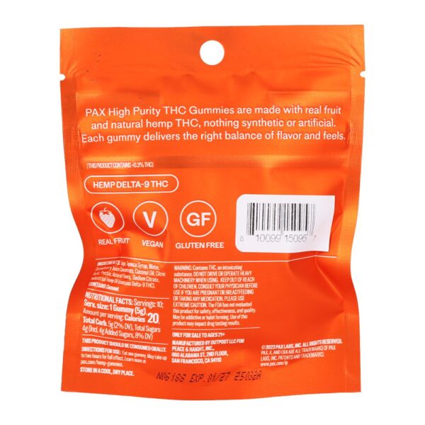 PAX High Purity D9 THC Gummies | 100mg | 10pc Pack - Image 7