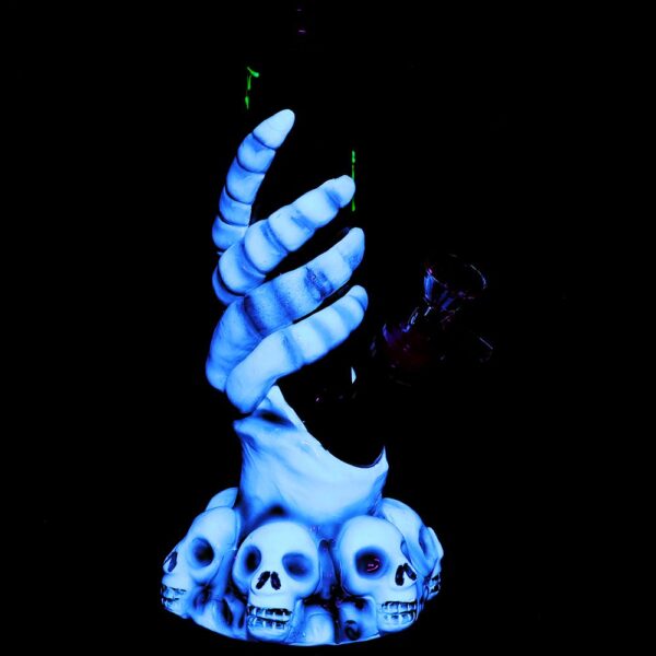 Skelly Grip w/ Bats Straight Tube Glass Water Pipe - 9" / 14mm F - Image 2