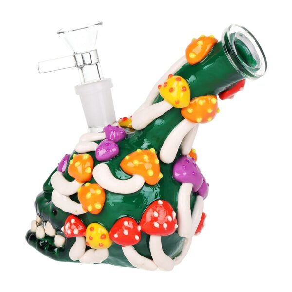 Skull Full Of Shrooms Glass Water Pipe - 5.25" / 14mm F - Image 3