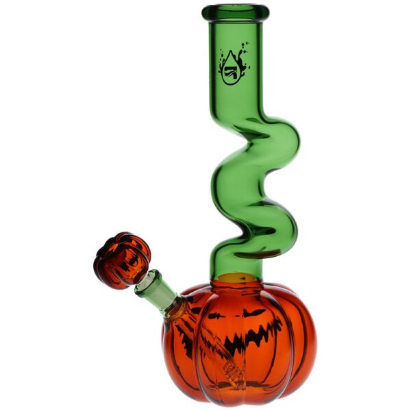 Pulsar Twisty And Wicked Jack-O-Lantern Glass Water Pipe - 11" / 14mm F - Image 2