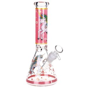 Pink Unicorn Beaker Glass Water Pipe - 10" / 14mm F