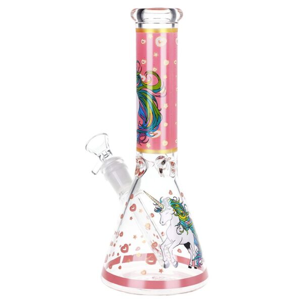 Pink Unicorn Beaker Glass Water Pipe - 10" / 14mm F - Image 2