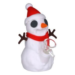 Snappy Snowman Silicone Water Pipe w/ Glass Bowl - 5.25" / 14mm F
