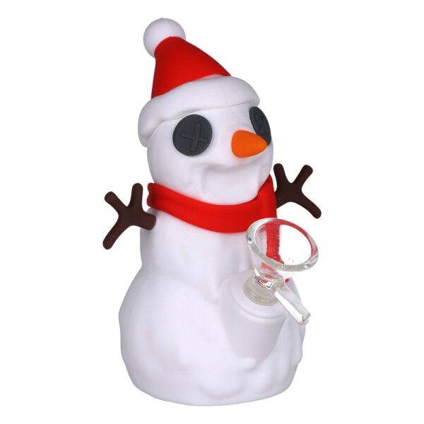 Snappy Snowman Silicone Water Pipe w/ Glass Bowl - 5.25" / 14mm F