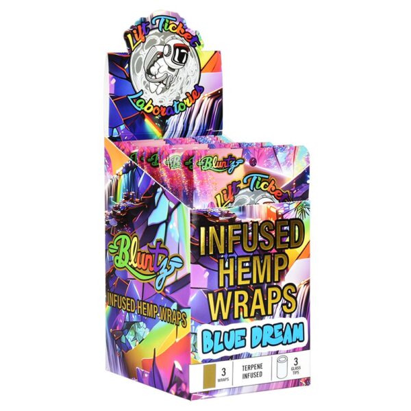 Lift Ticket Terpene Infused Hemp Wrap + Glass Tip Bluntz Rolling Kit | 3pc | 10pk Display - Image 2