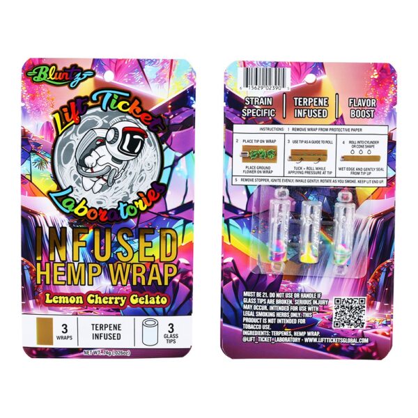 Lift Ticket Terpene Infused Hemp Wrap + Glass Tip Bluntz Rolling Kit | 3pc | 10pk Display - Image 7