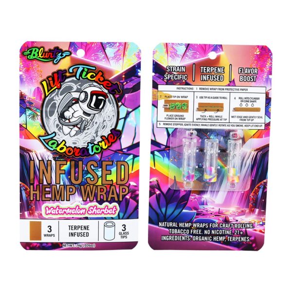 Lift Ticket Terpene Infused Hemp Wrap + Glass Tip Bluntz Rolling Kit | 3pc | 10pk Display - Image 8