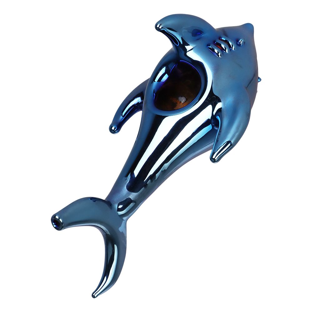 SeshGear Electroplated Cobalt Chomper Glass Hand Pipe - 5" - Image 2