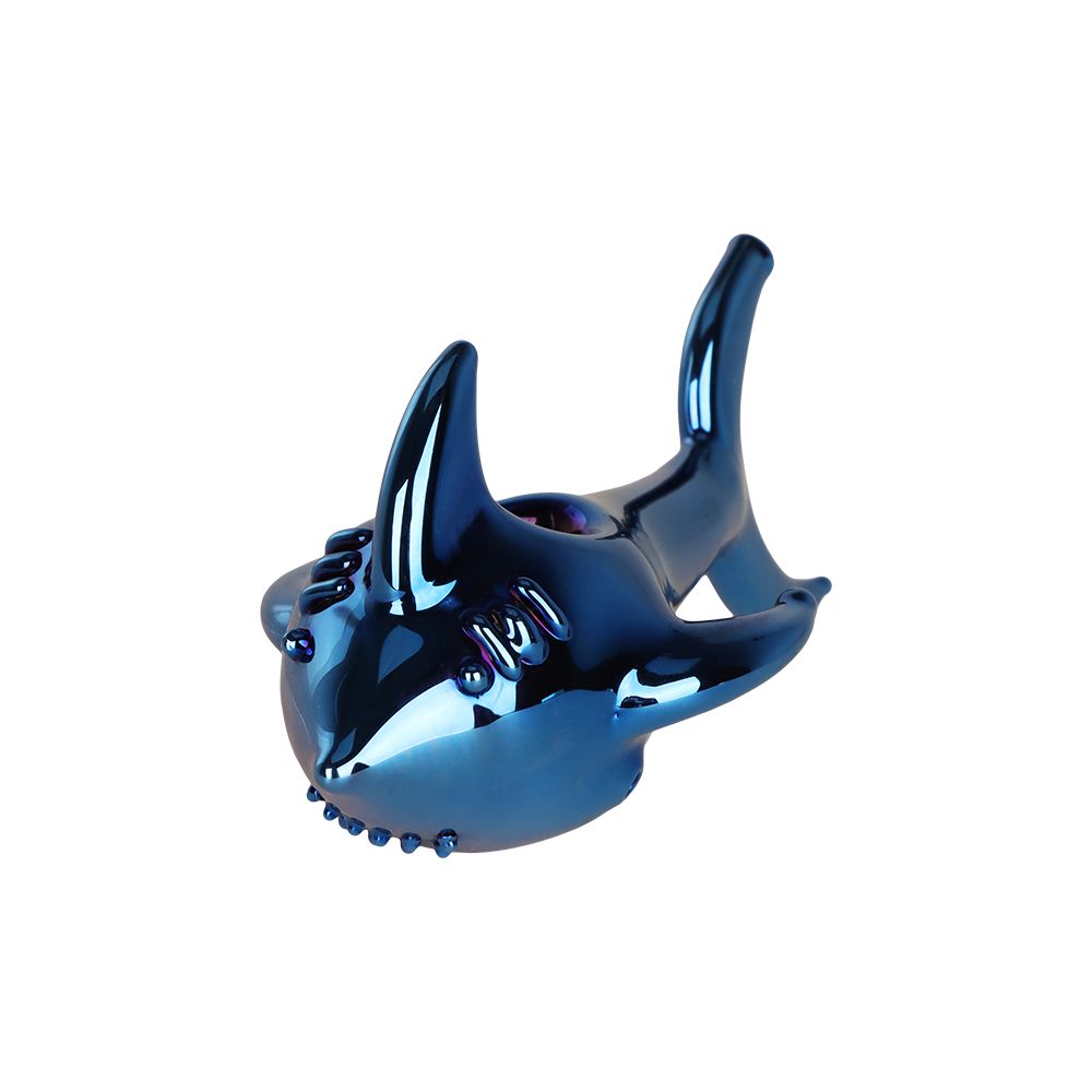 SeshGear Electroplated Cobalt Chomper Glass Hand Pipe - 5" - Image 4