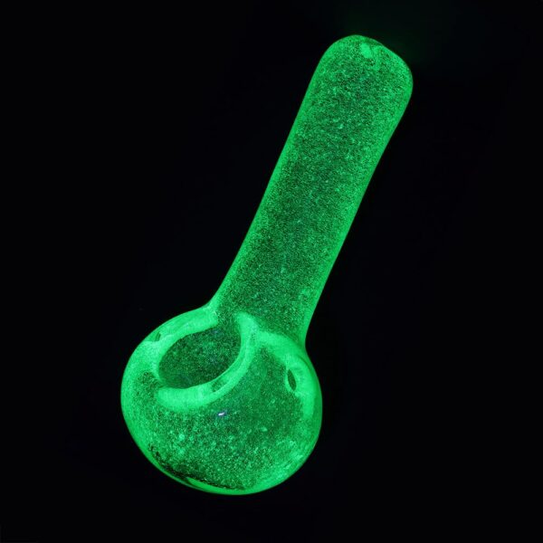 Green Glow In Dark Glass Spoon Pipe - 3.75" - Image 2