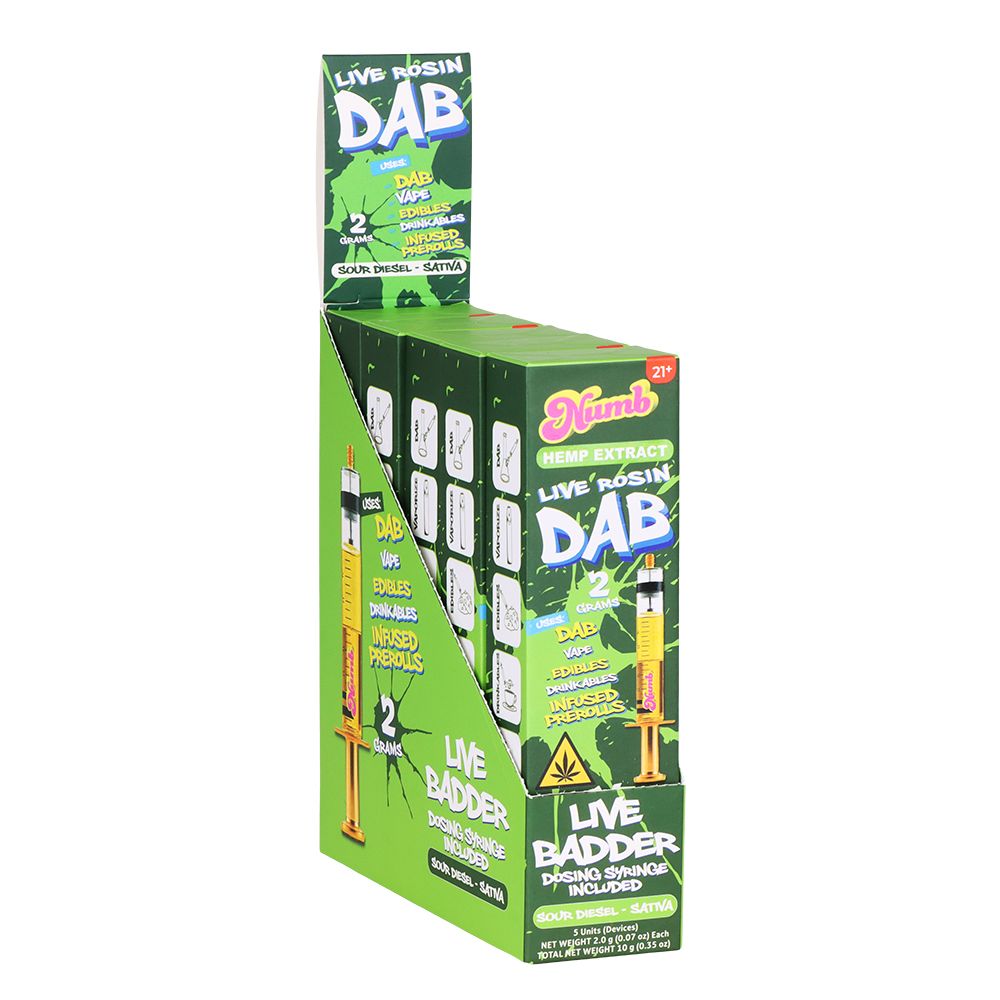 Numb THCA Live Rosin Badder Glass Syringe | 2g | 5ct Display - Image 2