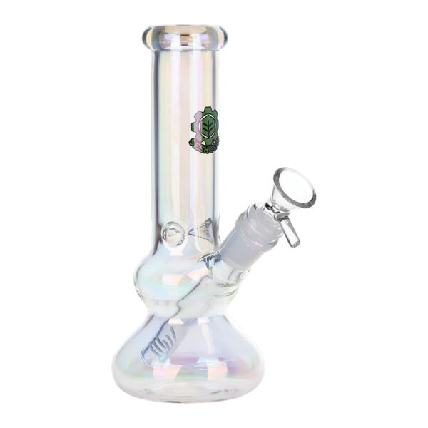 SeshGear Double Bubble Electroplated Glass Water Pipe - 8" / 14mm F / Colors Vary - Image 2