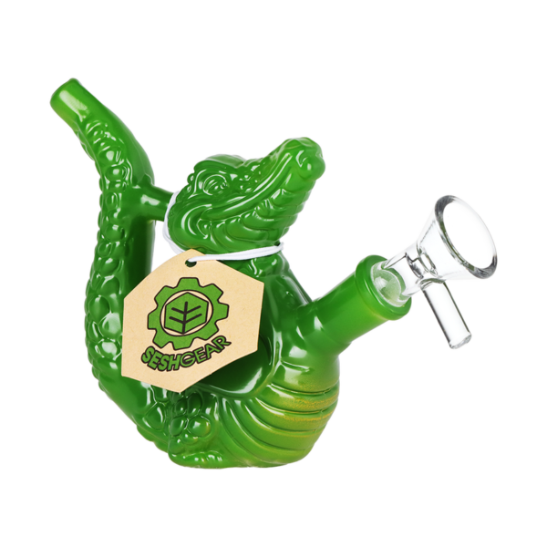 SeshGear Grinning Gator Glass Water Pipe - 4.25" / 14mm F