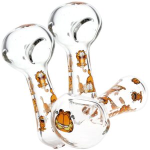 Stoned Orange Cat Glass Spoon Pipe | 4.5" | 3ct Bundle