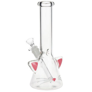 SeshGear Kitty Whiskers Beaker Glass Water Pipe - 9.75" / 14mm F